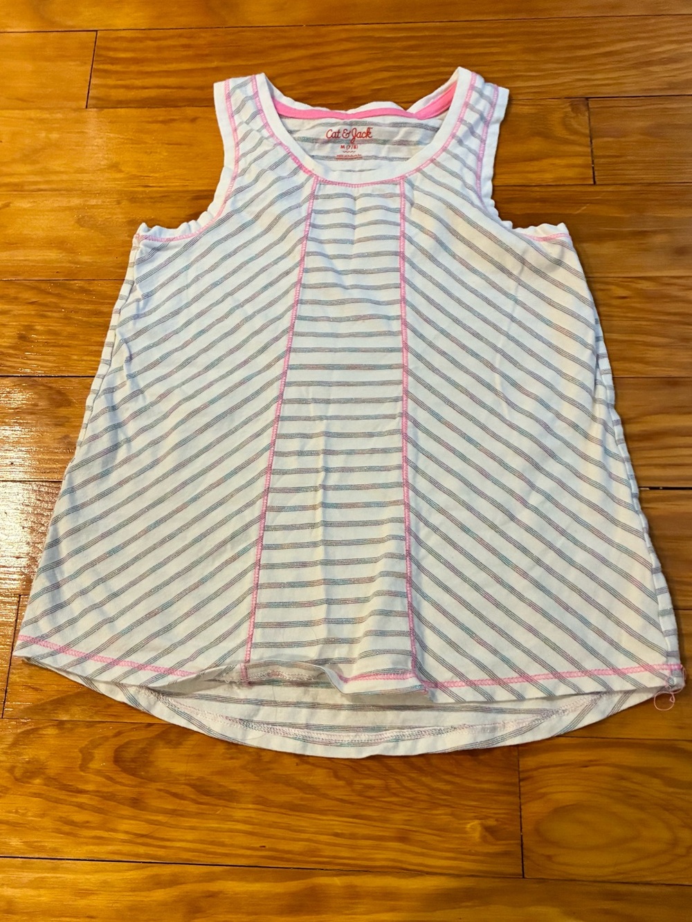 Cat & Jack Pastel Striped Swing Tank Top Girls M 7/8